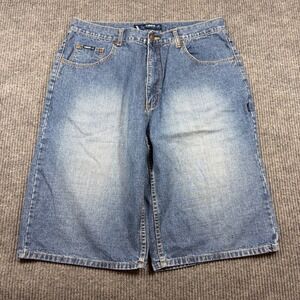 Vibes Shorts Men's 38 Baggy Denim Blue Y2K Hip Hop Skater Vintage 90s